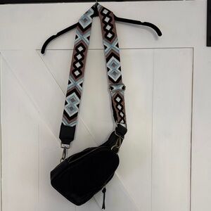 Anthropologie Black Bag with Geometric Strap